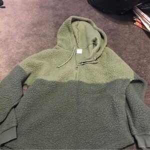 Victoria secret pink Sherpa hoodie small green